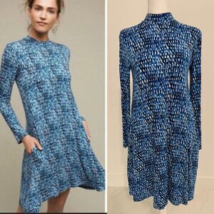 Anthropologie Maeve Modal Jersey Stretch Mock Neck Swing Dress